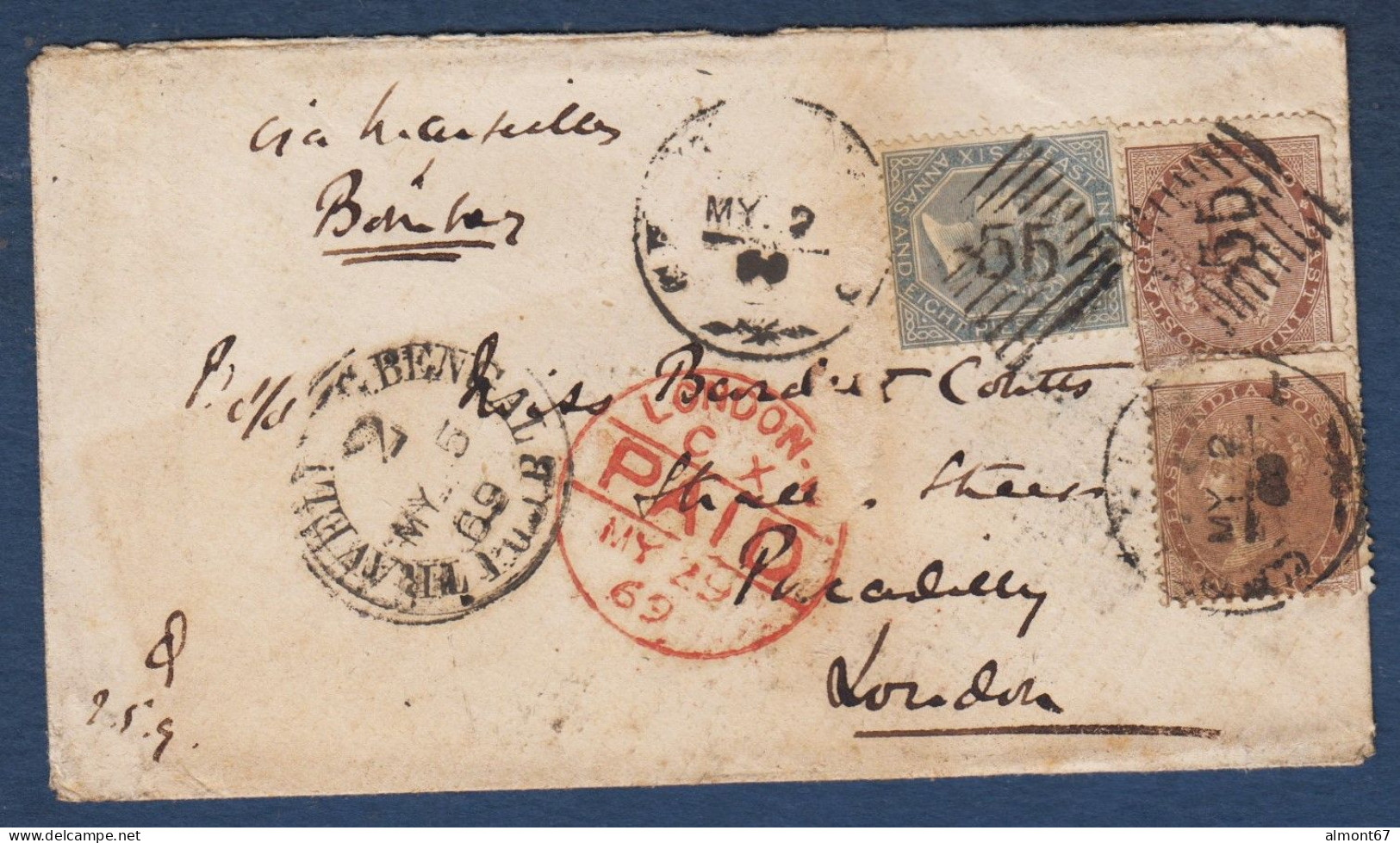 Lettre D' INDE Avec Cachet TRAVELING  BENGAL - 1858-79 Compañia Británica Y Gobierno De La Reina