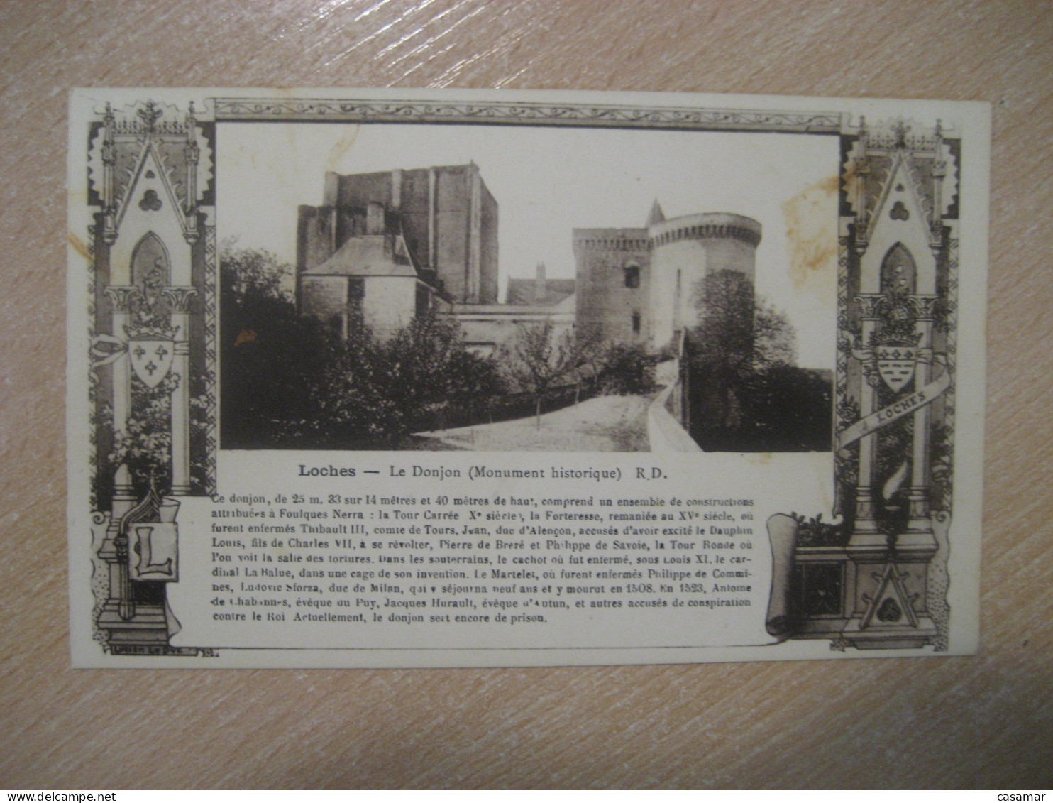 LOCHES Le Donjon Chateau Castle Postcard FRANCE - Castillos