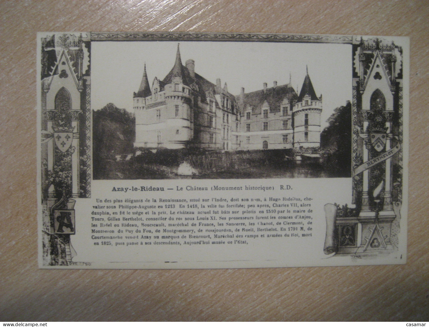 AZAY-LE-RIDAU Chateau Castle Postcard FRANCE - Kastelen