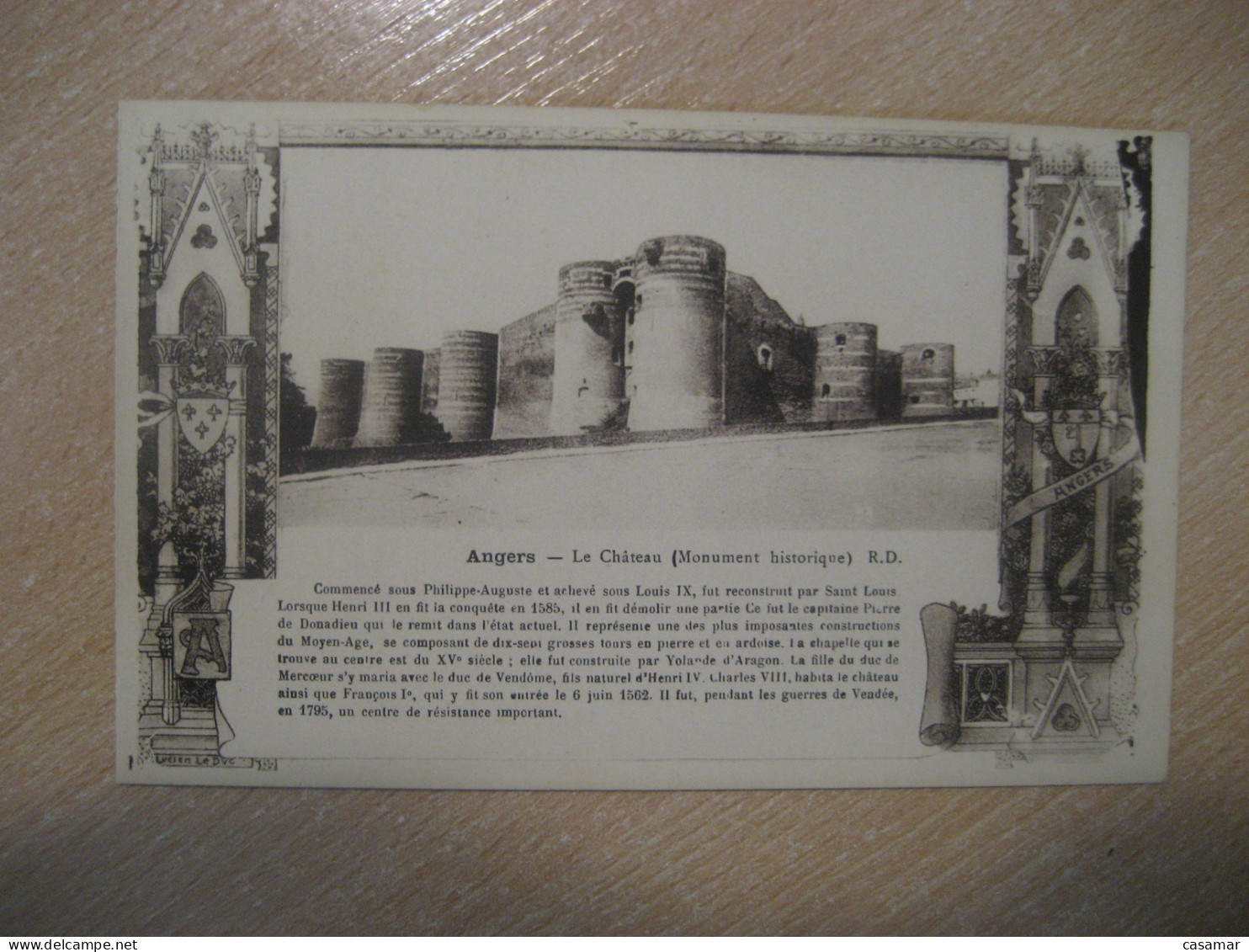 ANGERS Chateau Castle Postcard FRANCE - Castles