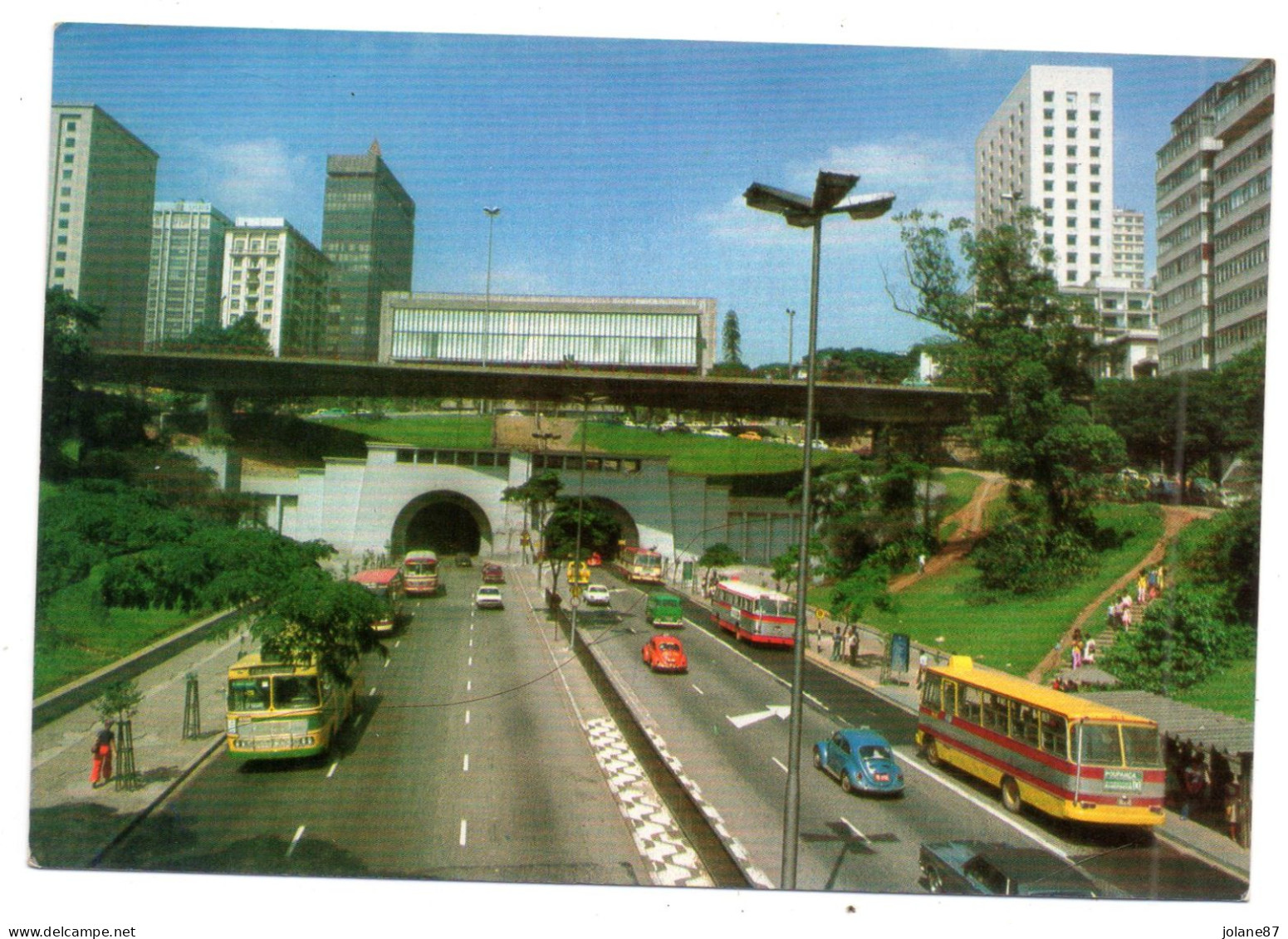 CPSM    SAO PAULO      1989    AVENIDA E TUNEL 9 DE JULHO  -   AVENUE AUTOCARS VOITURES TUNNEL - São Paulo