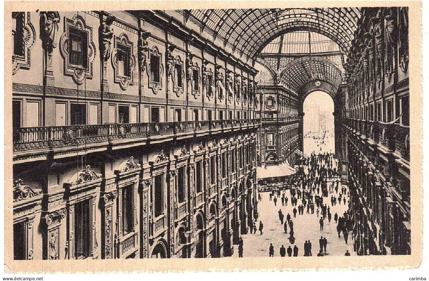 CARTOLINA MILANO GALLERIA CON ANNULLO TARGHETTA TELEGRAMMI TRENO - Milano