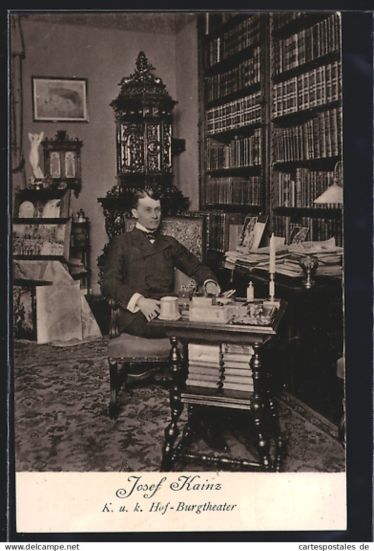 AK Schauspieler Josef Kainz In Bibliothek  - Actores