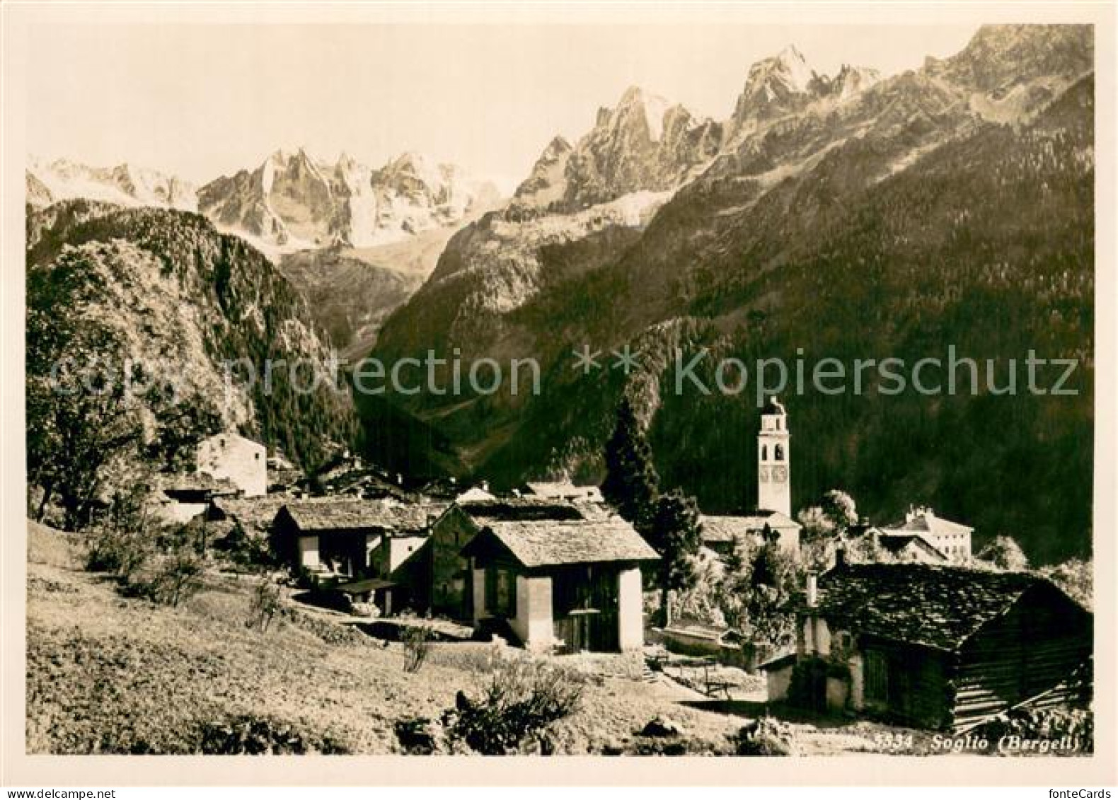 13728380 Soglio Ortsansicht Mit Kirche Soglio - Other & Unclassified