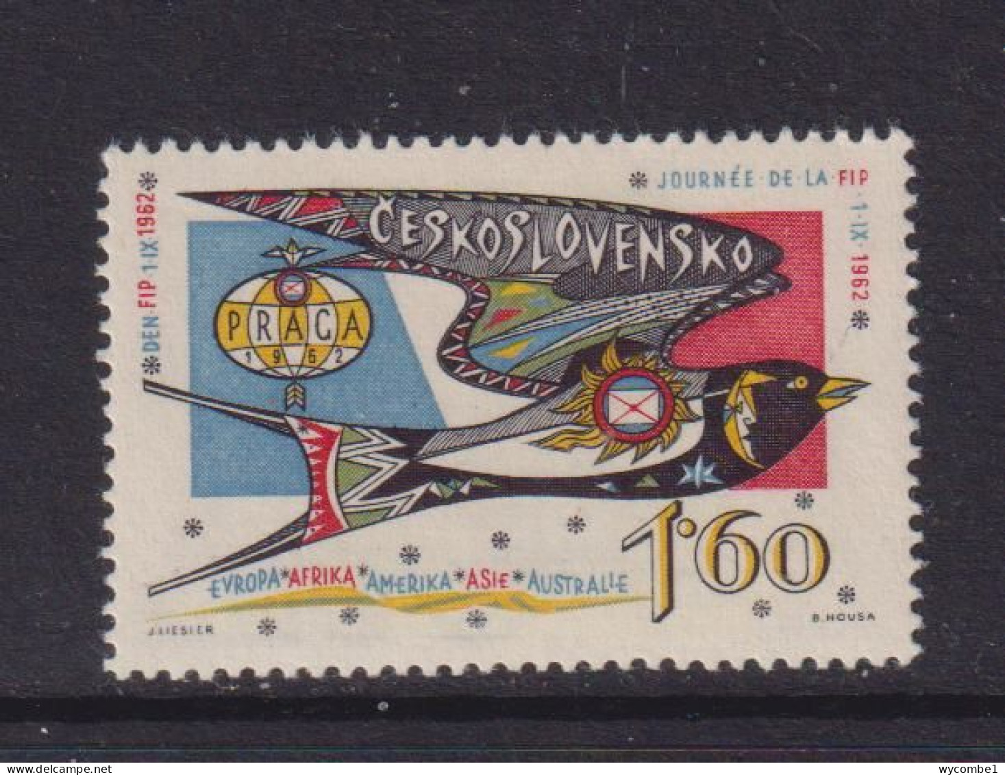 CZECHOSLOVAKIA  - 1962 FIP Day1k60 Never Hinged Mint - Unused Stamps