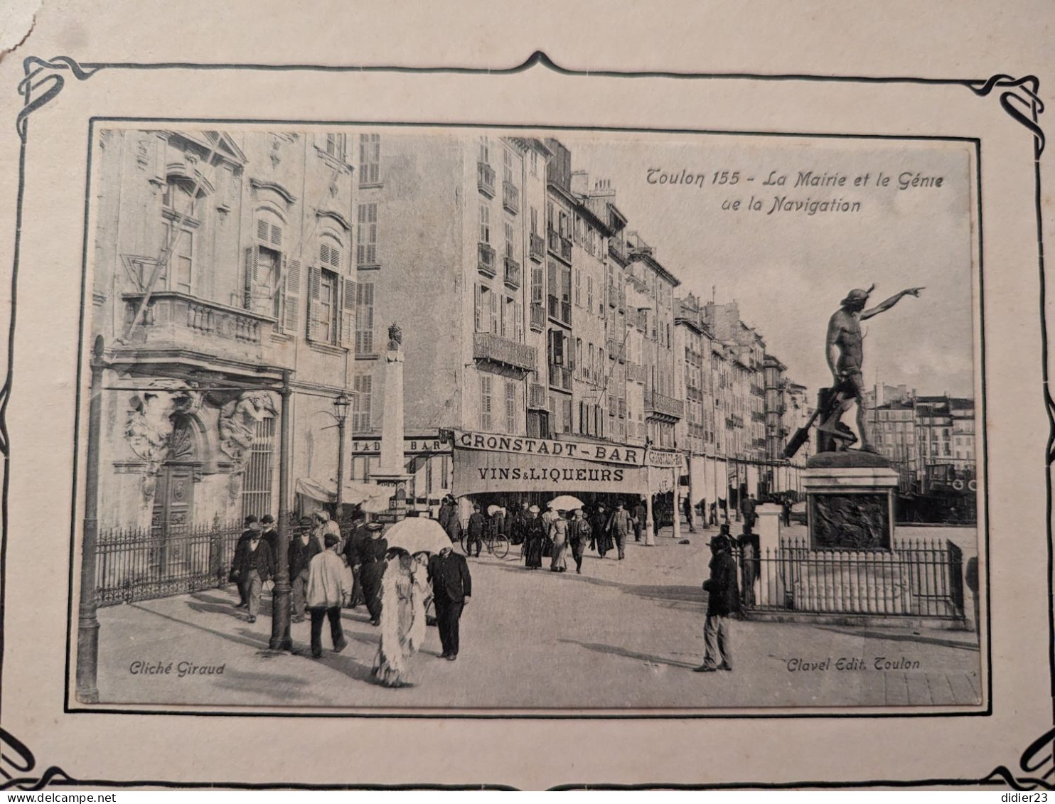 TOULON LA MAIRIE ET LE GENIE DE LA NAVIGATION CAFE SCULPTURE Photohraphe GIRAUD - Toulon