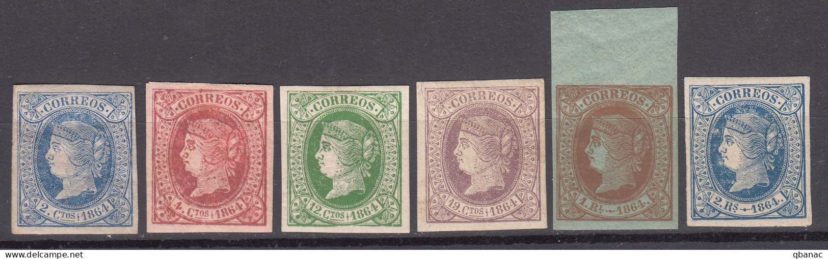 Spain 1864 Mi#55-60 Edifil#63-68 Mint Hinged, 1R Never Hinged Lux - Postfris – Scharnier