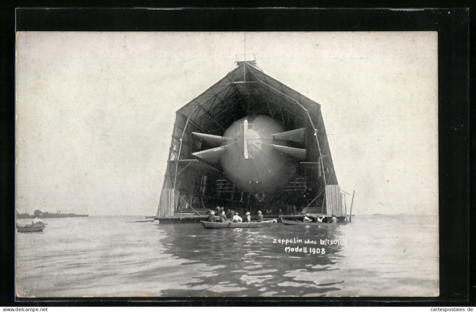 AK Zeppelin-Luftschiff Modell 1908 In Schwimmhalle Auf Dem Bodensee  - Dirigeables