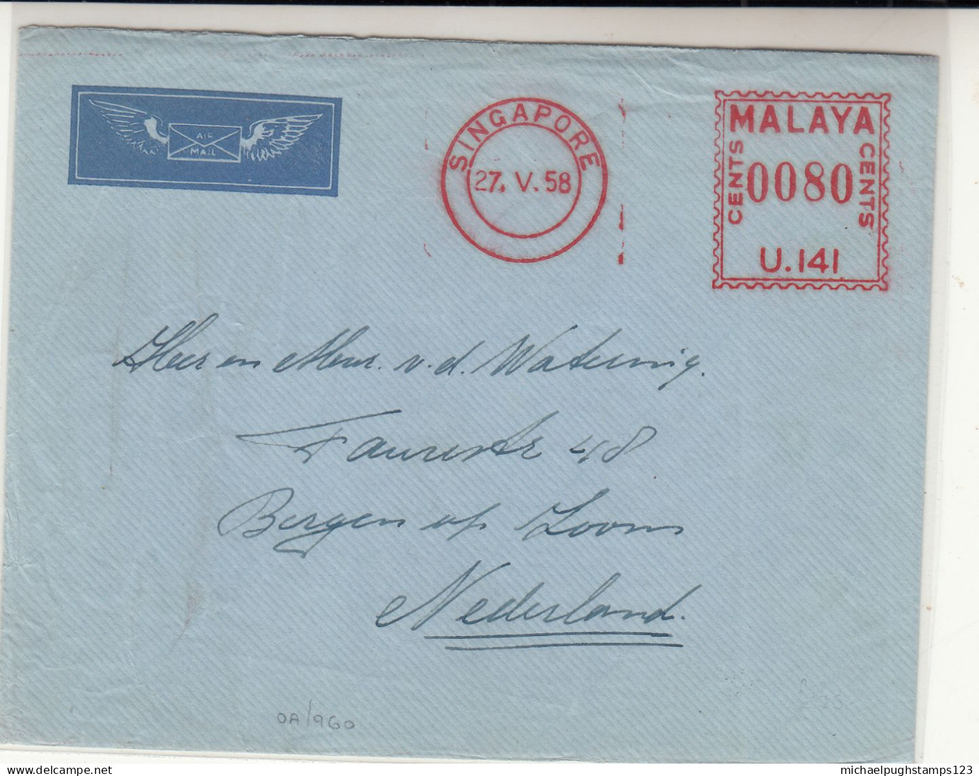 Singapore / Meter Mail / Airmail / Holland - Singapur (1959-...)