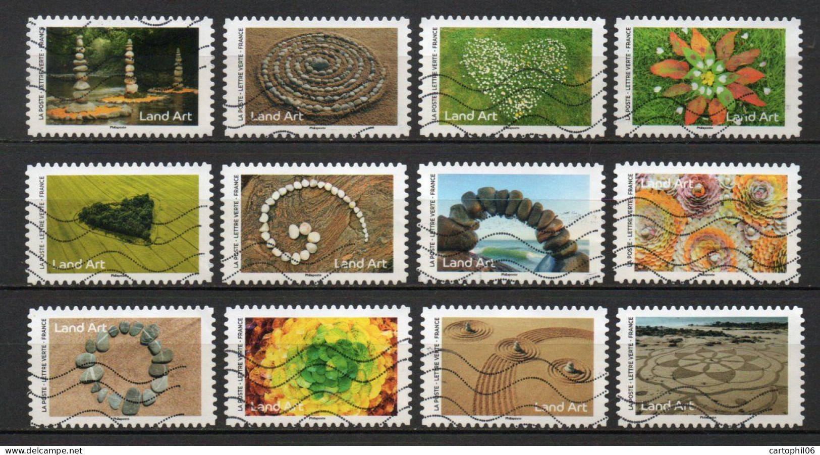 - FRANCE Adhésifs Oblitérés - Série Complète LAND ART 2024 (12 Timbres) - - Usados