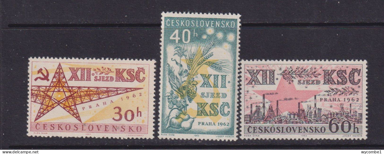 CZECHOSLOVAKIA  - 1962 Communist Party Congress Set Never Hinged Mint - Nuevos