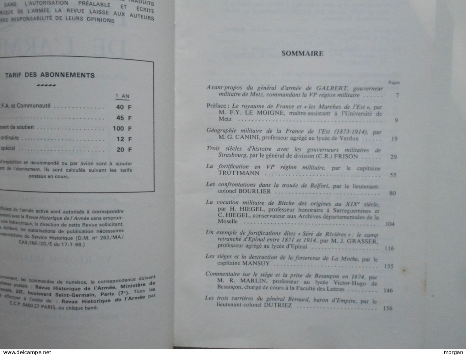 MILITARIA, LA VI° REGION MILITAIRE, 1973, LORRAINE ALSACE CHAMPAGNE BOURGOGNE - Ohne Zuordnung