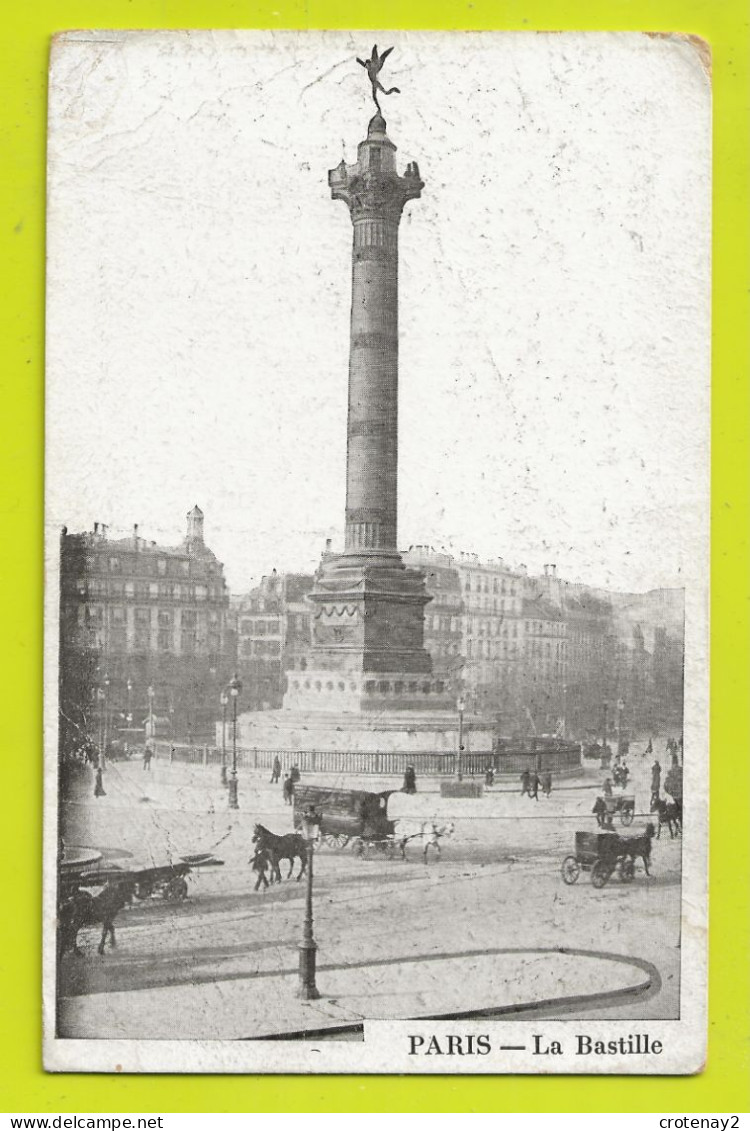 75 PARIS Place De La Bastille En 1919 Beaux Attelages Chevaux - Places, Squares