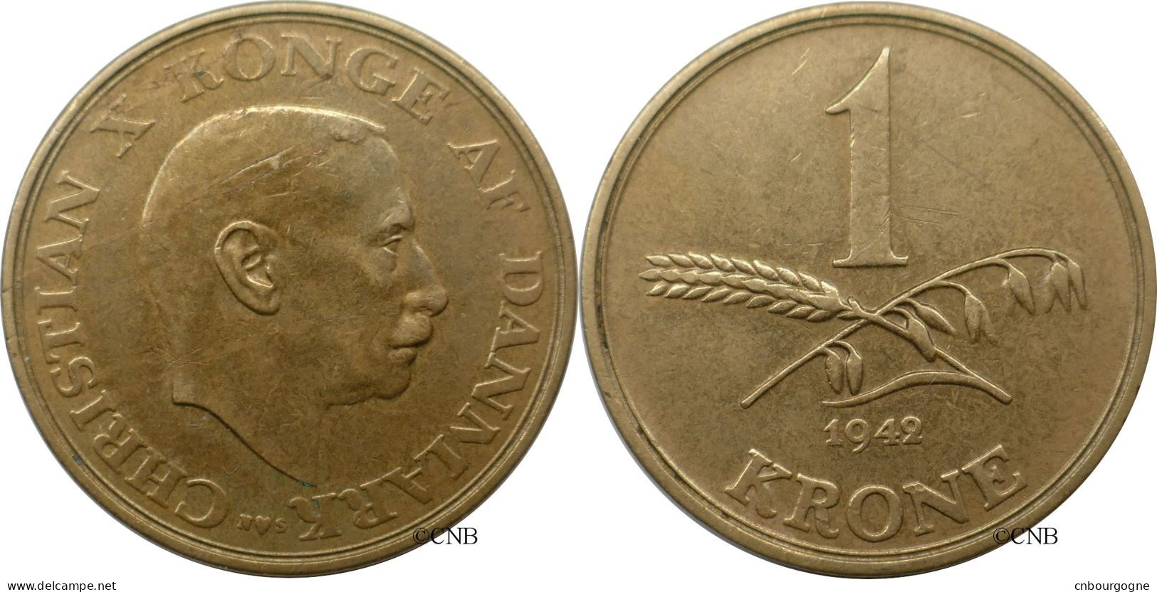 Danemark - Royaume - Christian X - 1 Krone 1942 N;S - TTB+/AU50 - Mon6497 - Dänemark