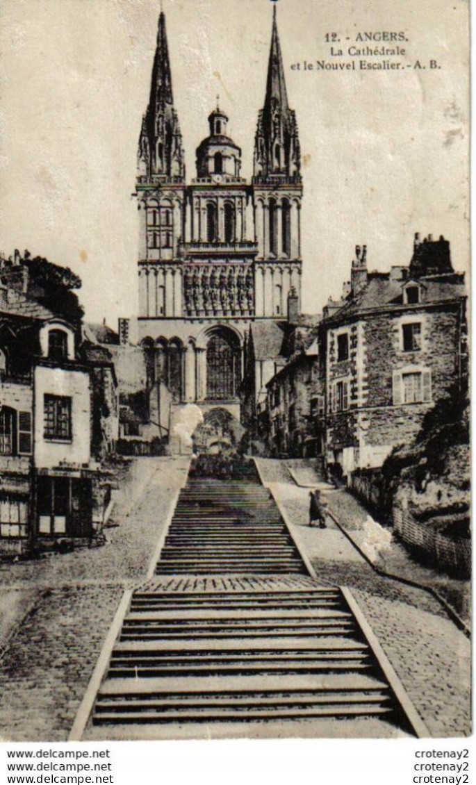 49 ANGERS N°12 La Cathédrale Et Le Nouvel Escalier A.B En 1929 Phototypie A. Bruel J. Poterie Angers - Angers