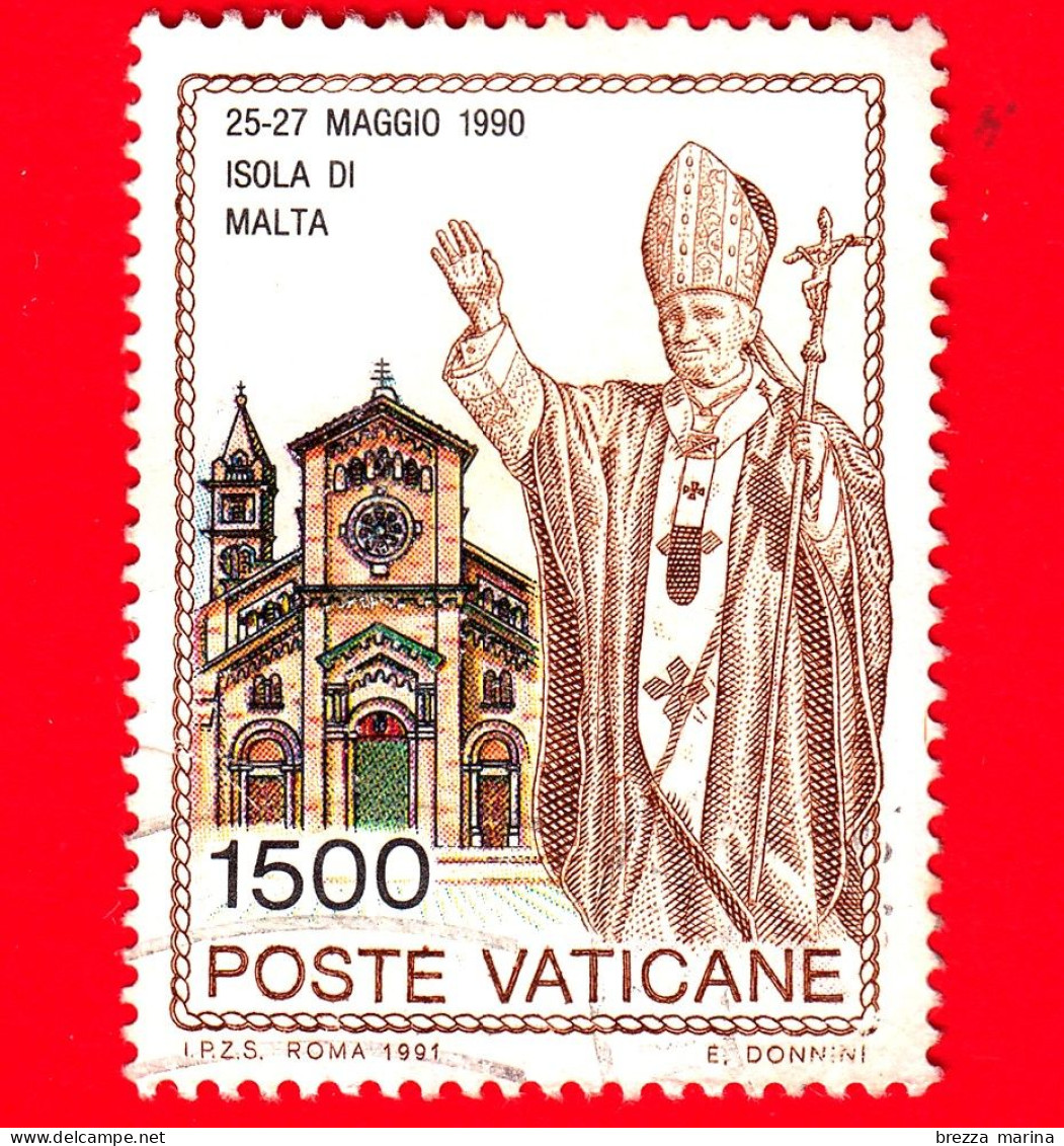 VATICANO - Usato - 1991 - Viaggi Di Giovanni Paolo II Nel 1990 - Malta - 1500 L. - Usados