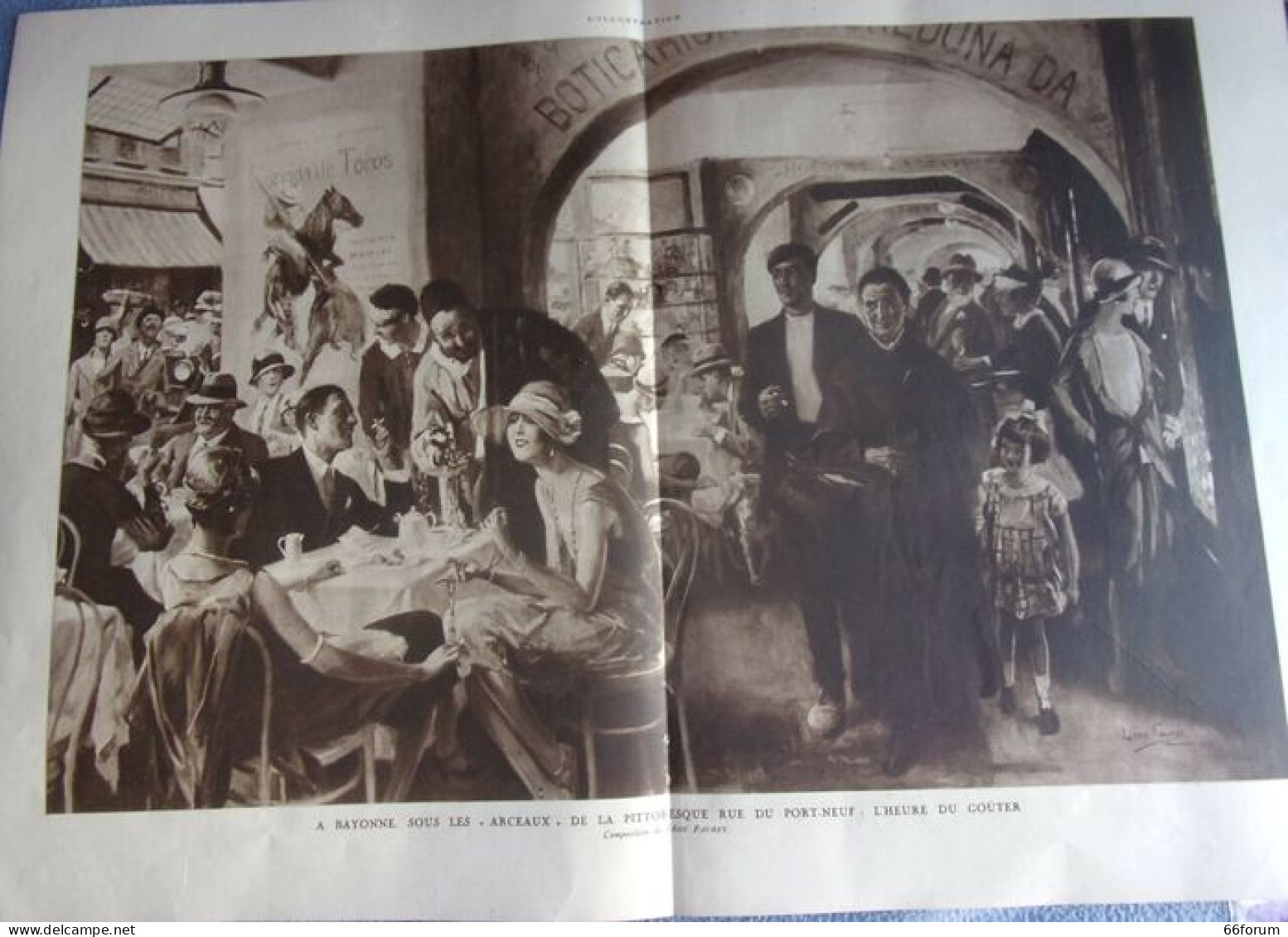 Planche 1925 Tiree De L Illustration A BAYONNE SOUS LES ARCEAUX DE LA PITTORESQUE RUE DU PORT NEUF L HEURE DU GOUTER COM - Autres & Non Classés