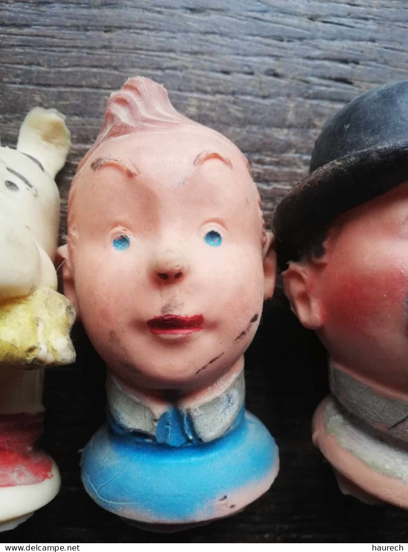 Un Ensemble De Marionnettes, Avec Tintin, Haddock, Tournesol, Milou Et  Dupond, Années 60 - Figurine In Plastica