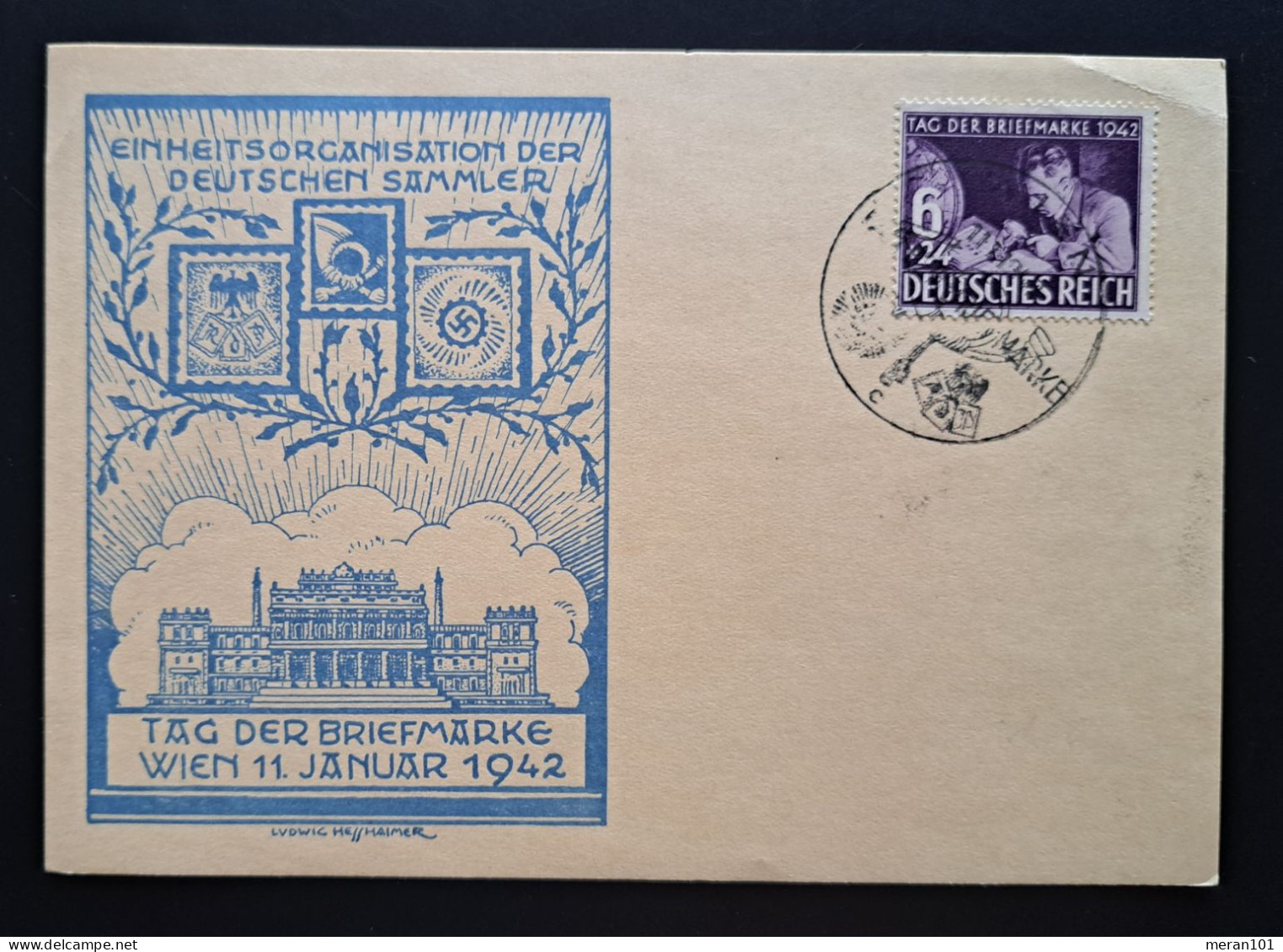 Privat Ganzsache 1942, Wien Tag Der Briefmarke Sonderstempel - Interi Postali Privati