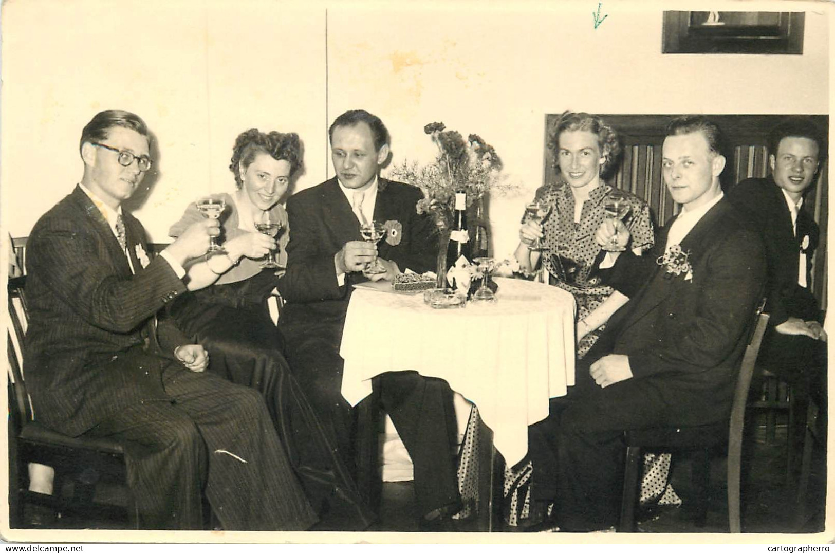 Annonymous Persons Souvenir Photo Social History Portraits & Scenes Elegant Couples Dinner - Photographs