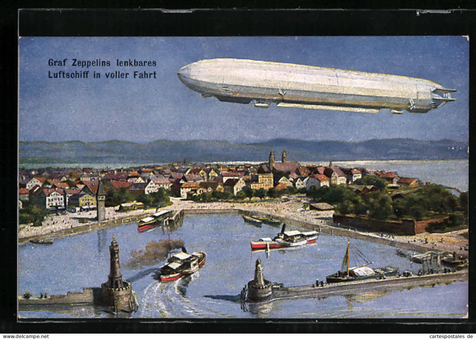 AK Lindau, Zeppelin-Luftschiff über Dem Hafen  - Dirigeables