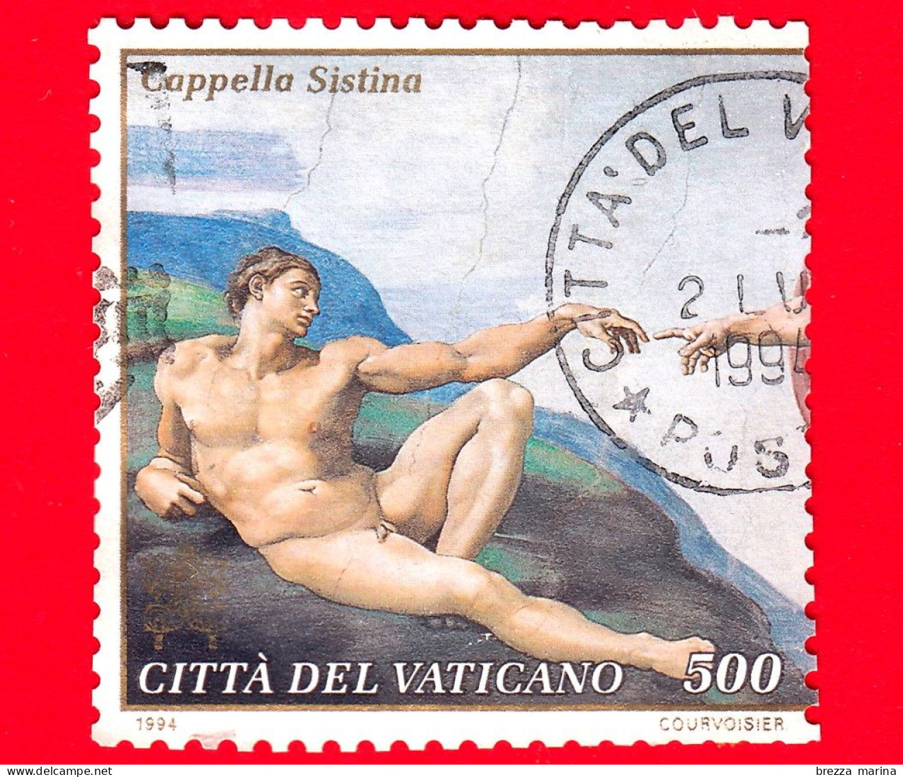 VATICANO - Usato - 1994 - Restauro Della Cappella Sistina - Creazione Dell'uomo - 500 - Usati