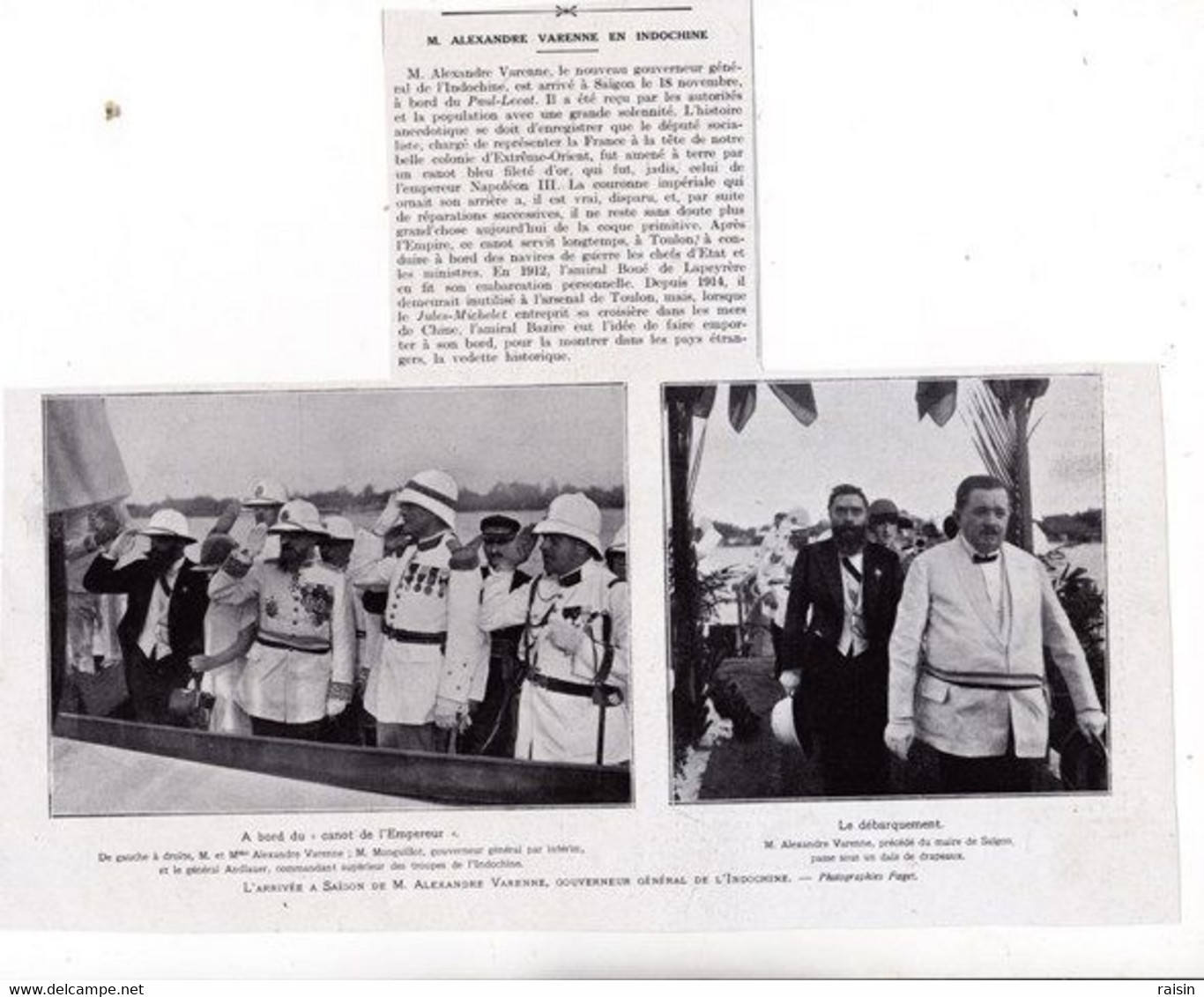 1926  M.Alexandre VARENNE En Indochine Arrivée à Saïgon à Bord Du "canot De L'Empereur",Monguillot, Andlauer...TBE - Unclassified