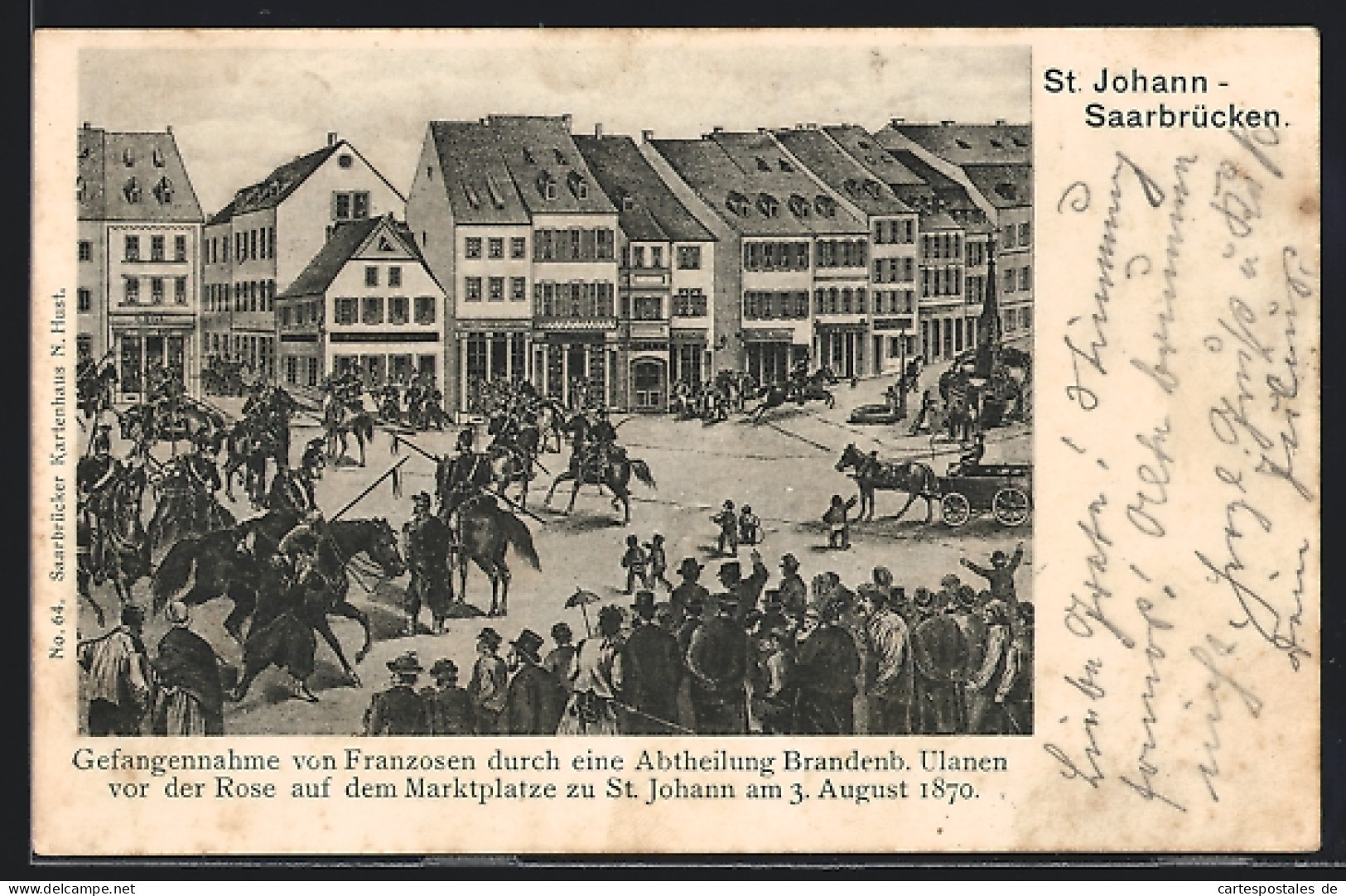 AK St. Johann-Saarbrücken, Marktplatz Mit Historischer Szene  - Saarbruecken