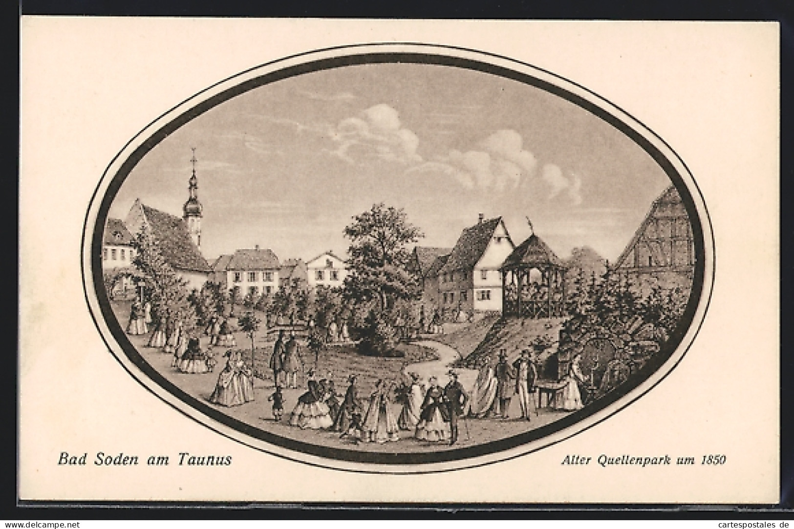 AK Bad Soden A. Taunus, Alter Quellenpark Um 1850  - Taunus