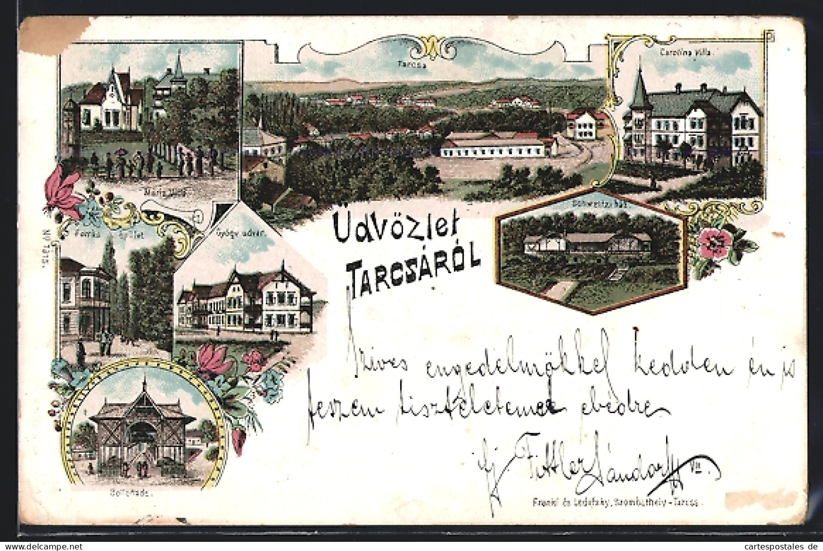Lithographie Tarcsá, Carolina Villa, Gyógy Udvar, Collonade  - Other & Unclassified