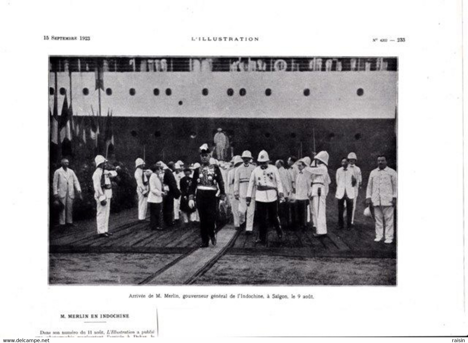 1923 Arrivée De M.Merlin Gouverneur Général Indochine,Saïgon,verso: Paquebot  Français André-Lebon Rade Yokohama - Sin Clasificación