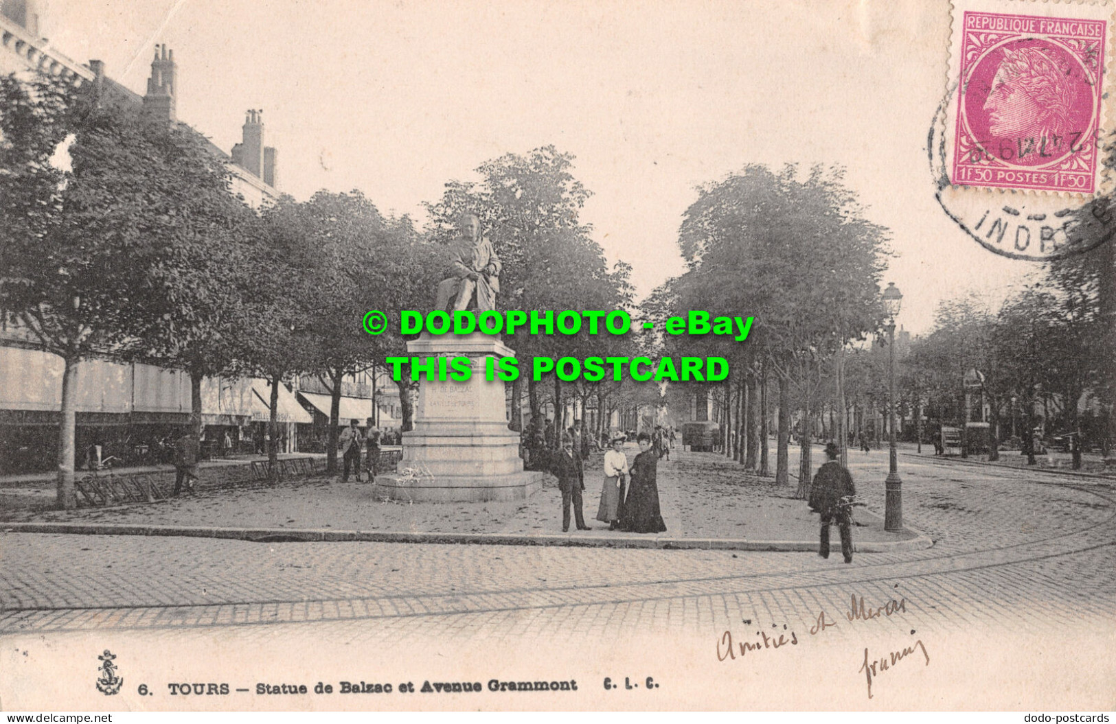 R512524 6. Tours. Statue De Balzac Et Avenue Grammont. C. L. C - Welt