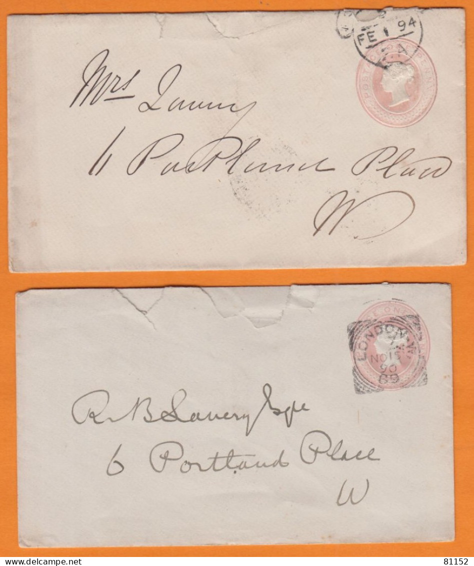 Grande Bretagne    Lot De 2    .  Entier 1p     1894 Et 1890 - Postwaardestukken