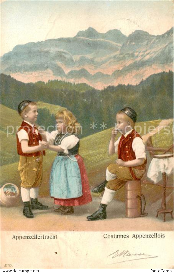 13724143 Appenzell IR Kinder Appenzellertracht Kuenstlerkarte Appenzell IR - Sonstige & Ohne Zuordnung