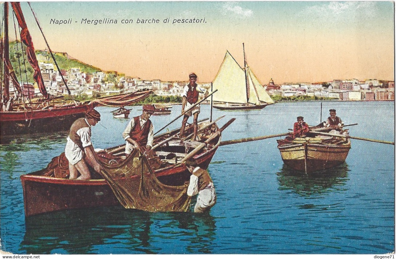 Napoli - Mergellina Con Barche Di Pescatori Animata - Napoli