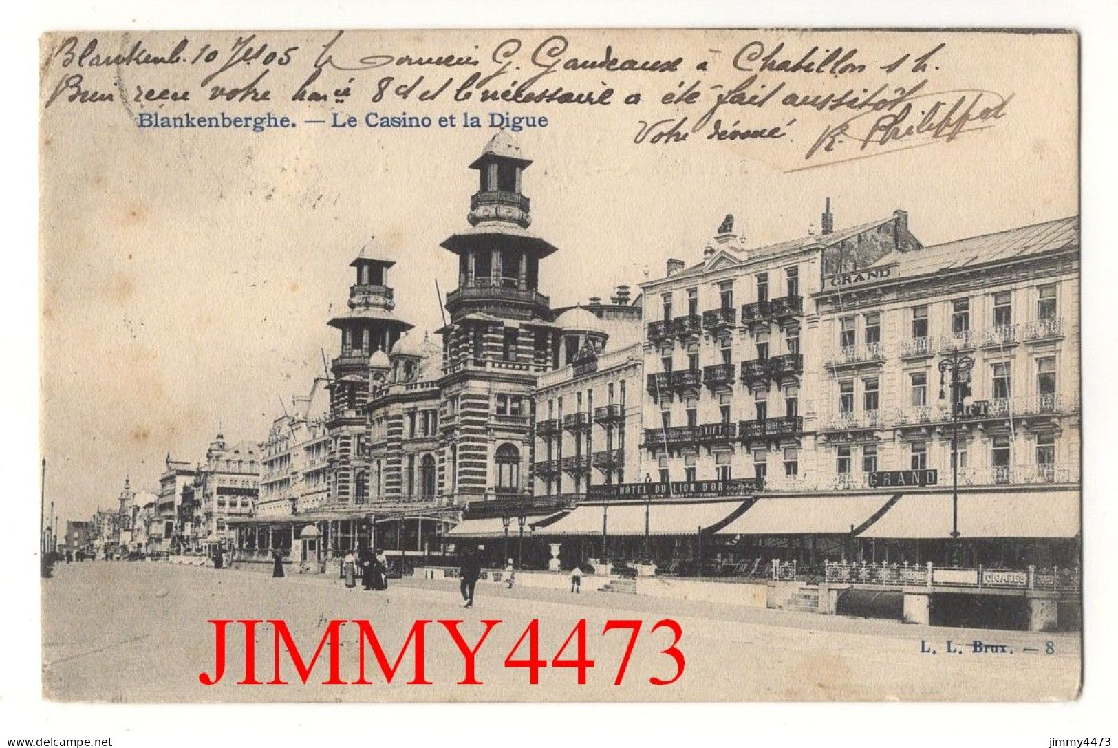 BLANKENBERGHE En 1905 - Le Casino Et La Digue ( Rue Bien Animée ) - N° 8 - Edit. L. L. Bruxelles - Blankenberge