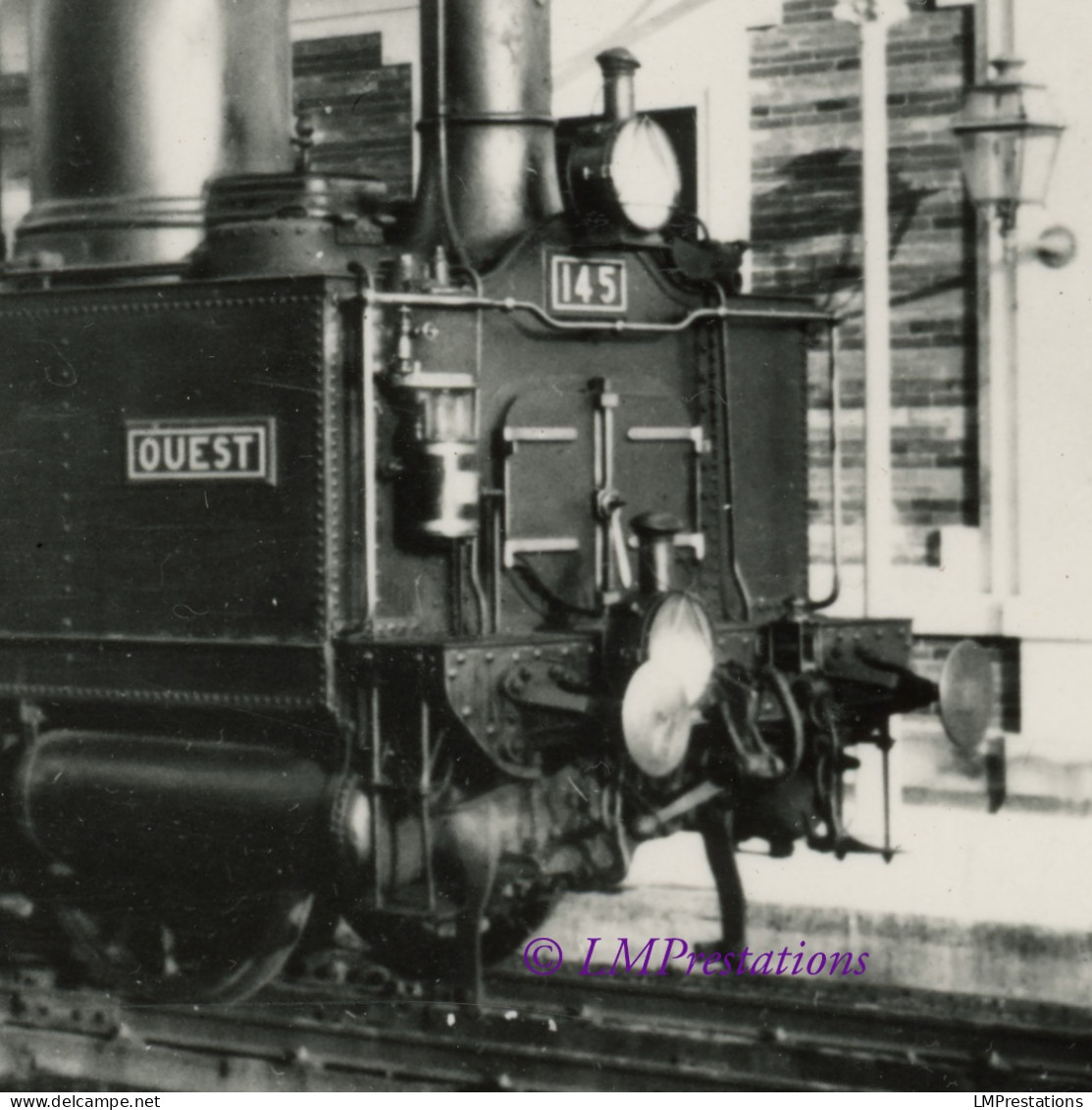 Photo Locomotive Ouest 145 Gare Avenue De Vincennes Ligne Petite Ceinture Paris Seine 75 France Train Motrice Vapeur - Trains