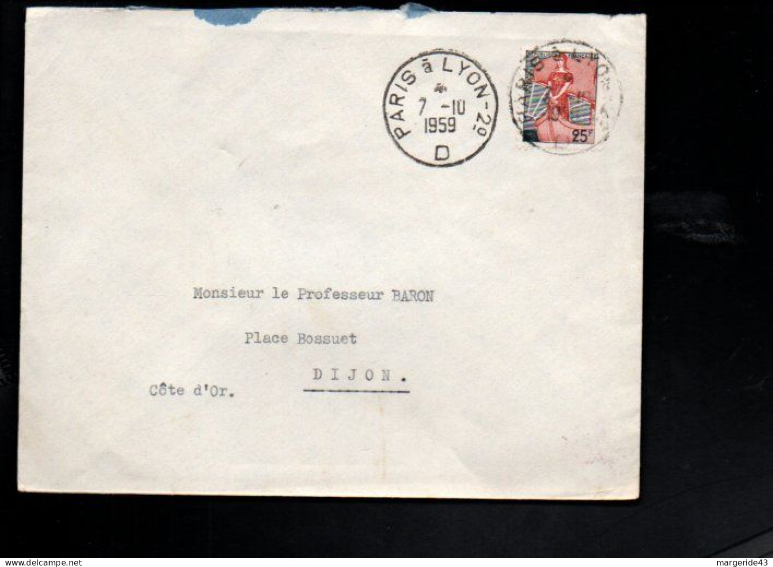 AMBULANT DE PARIS A LYON 2° -D- 1959 - Poste Ferroviaire