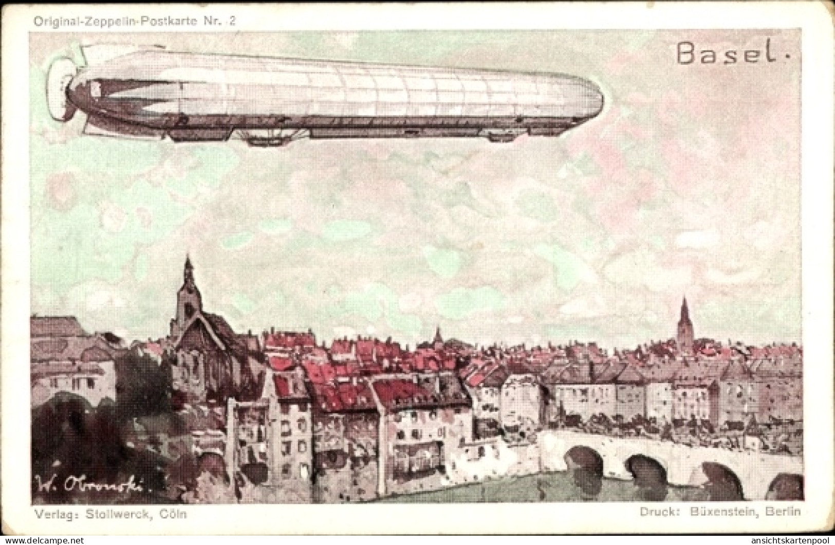 Artiste CPA Bâle Basel Stadt Schweiz, Zeppelin - Autres & Non Classés