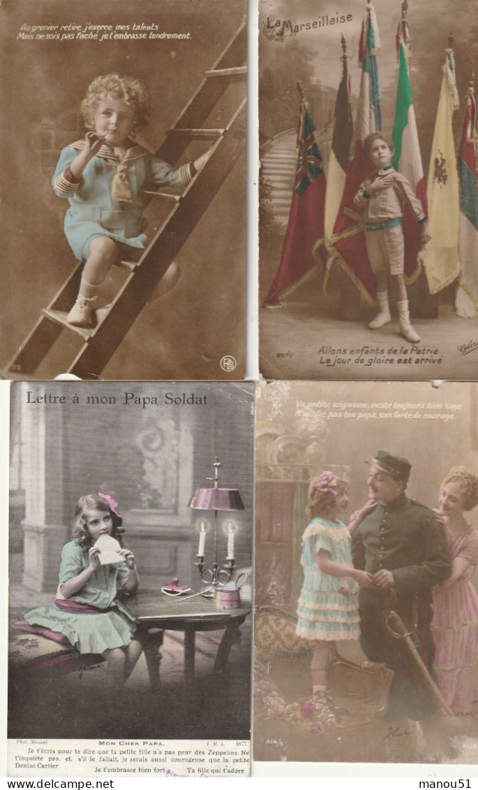 MILITARIA Patriotique - Lot De 4 CPA (enfants) - Patriotiques