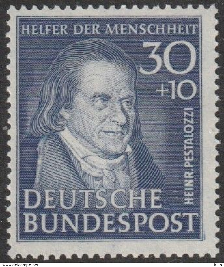 BRD: 1951, Mi. Nr. 146, Wohlfahrt: Helfer Der Menschheit (II), 30+10 Pfg. Johann Heinrich Pestalozzi.   **/MNH - Nuevos
