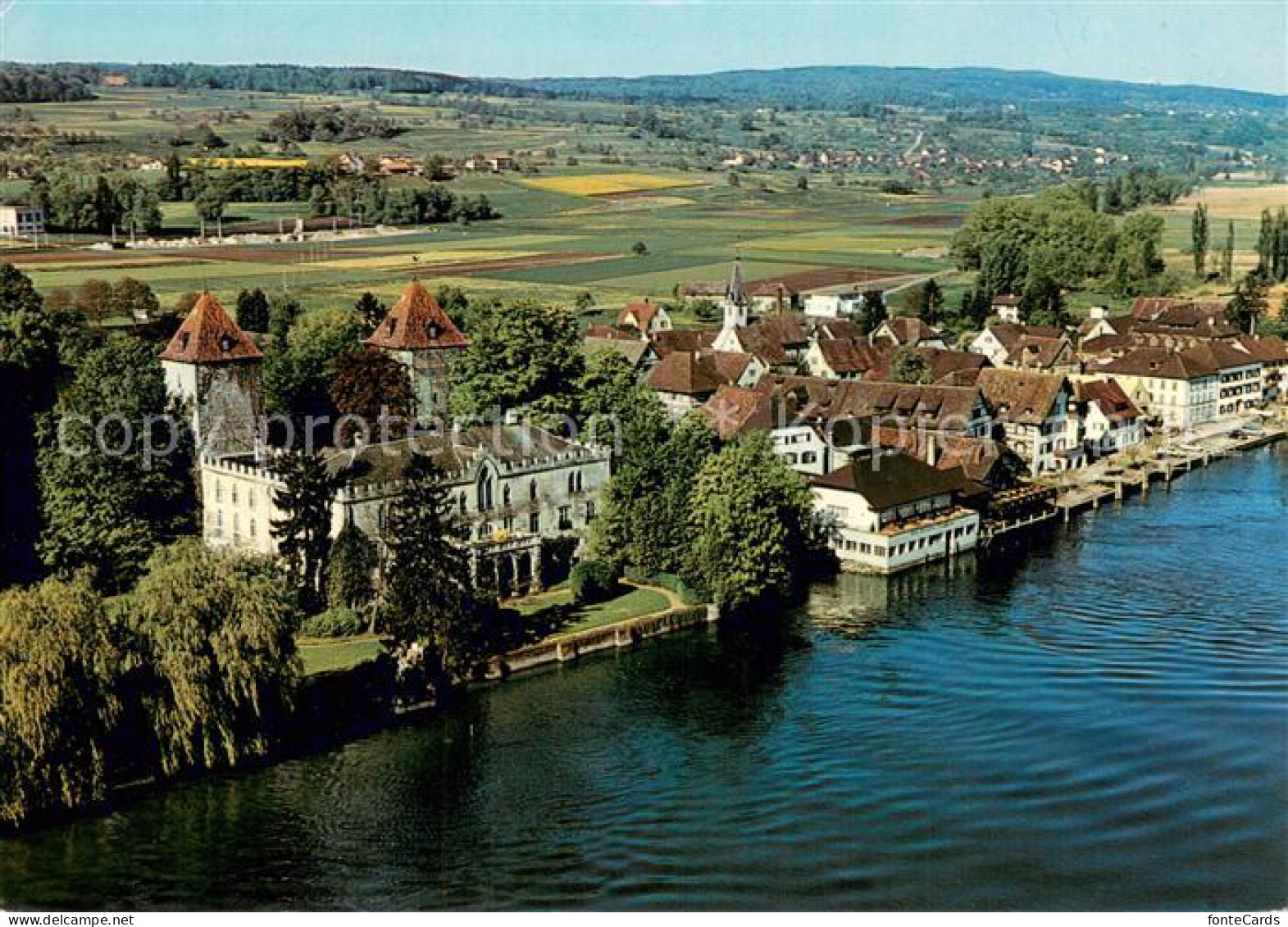 13719312 Gottlieben Fliegeraufnahme Schloss U. Restaurant Drachenburg U. Rhein G - Autres & Non Classés