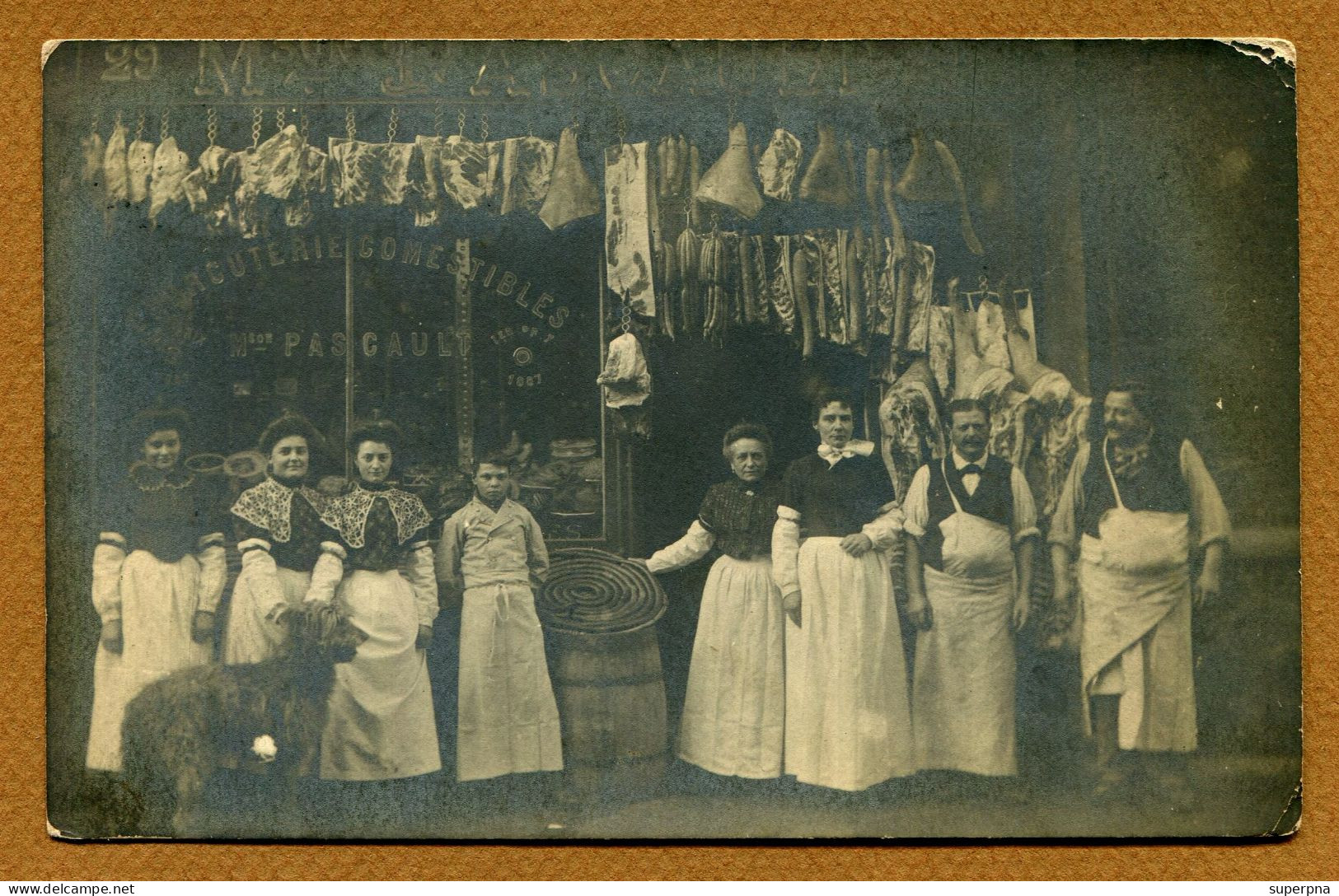 PARIS (19) : " CHARCUTERIE Maison PASCAULT - 29 Rue Curial  "  Carte Photo 1904 - Arrondissement: 19