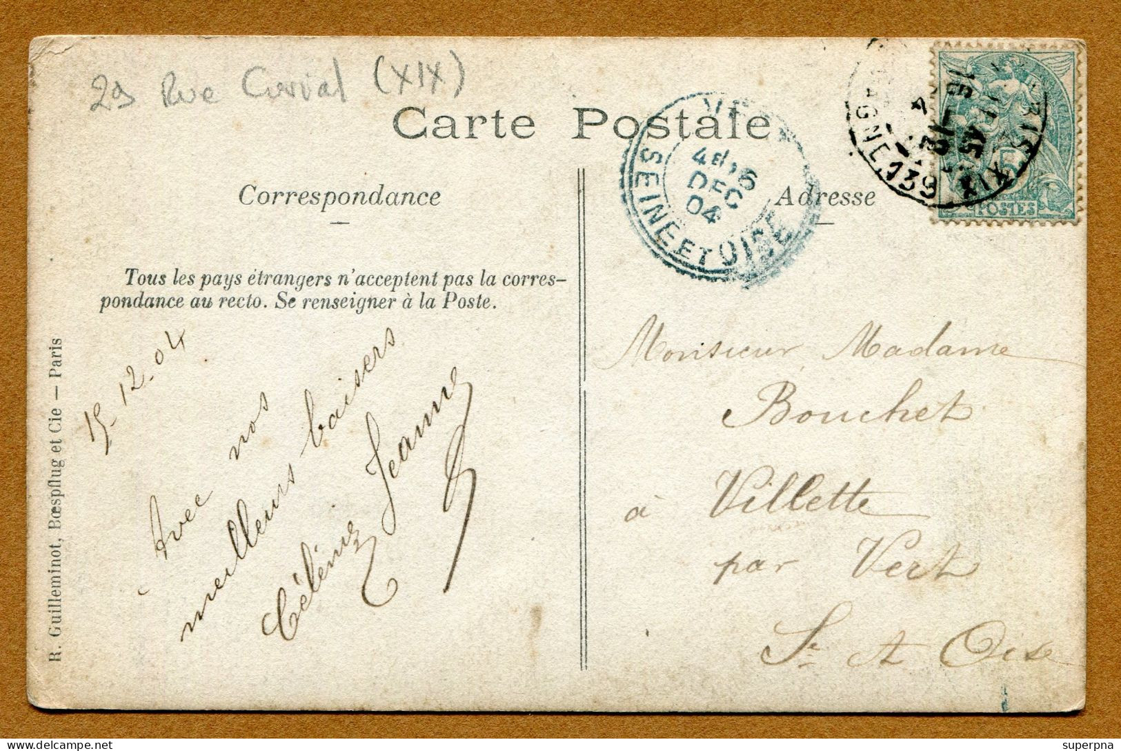 PARIS (19) : " CHARCUTERIE Maison PASCAULT - 29 Rue Curial  "  Carte Photo 1904 - Distretto: 19