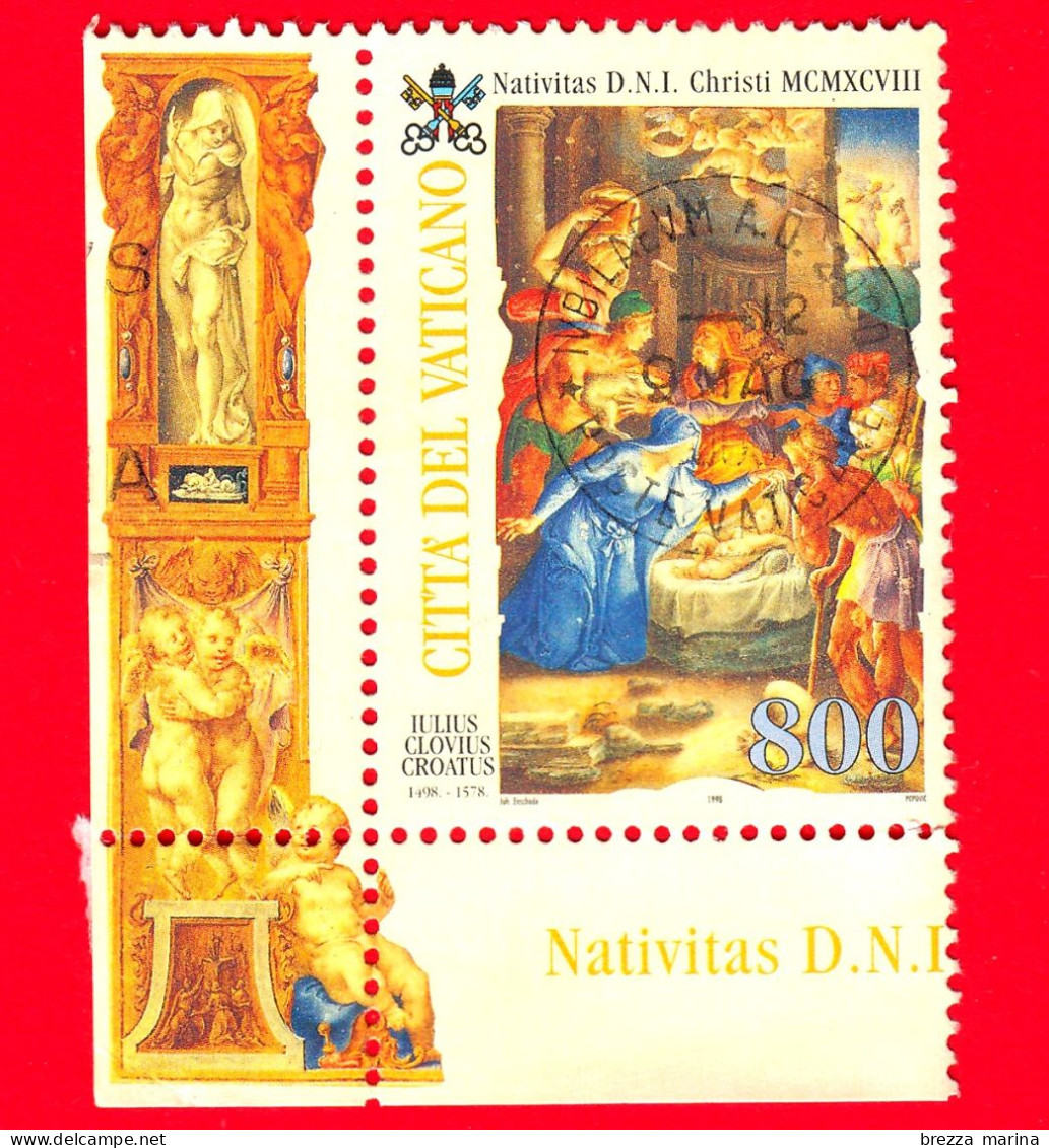 VATICANO - Usato - 1998 - Natale - Natività Di Iulius Clovius Croatus - 800 - Gebraucht