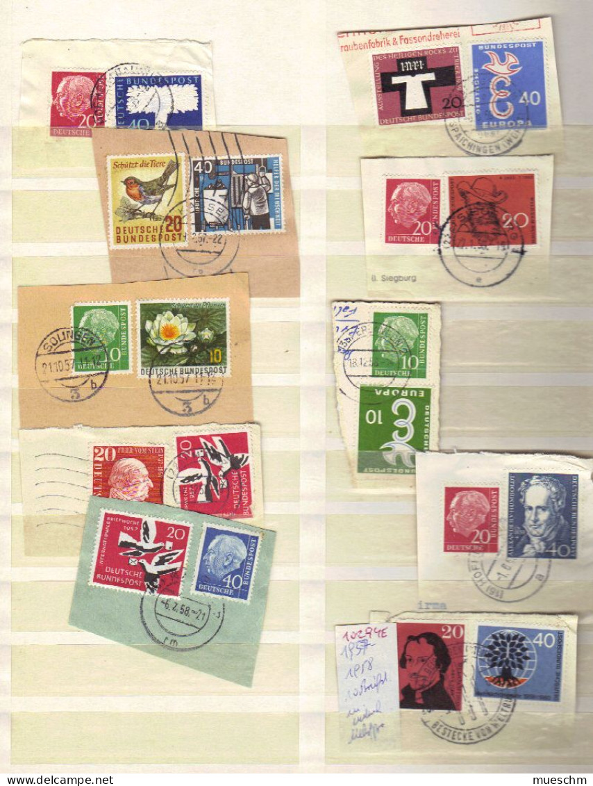 Deutschland, 1957-58,10 Briefstücke Mit Unterschiedl. Mischfrankaturen, Meist Sondermarken (10294E) - Usados