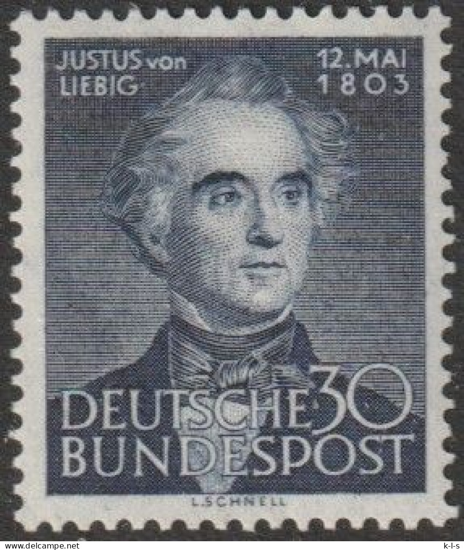 BRD: 1953, Mi. Nr. 166,  30 Pfg. 150. Geburtstag  Von Justus Von Liebig.   **/MNH - Neufs