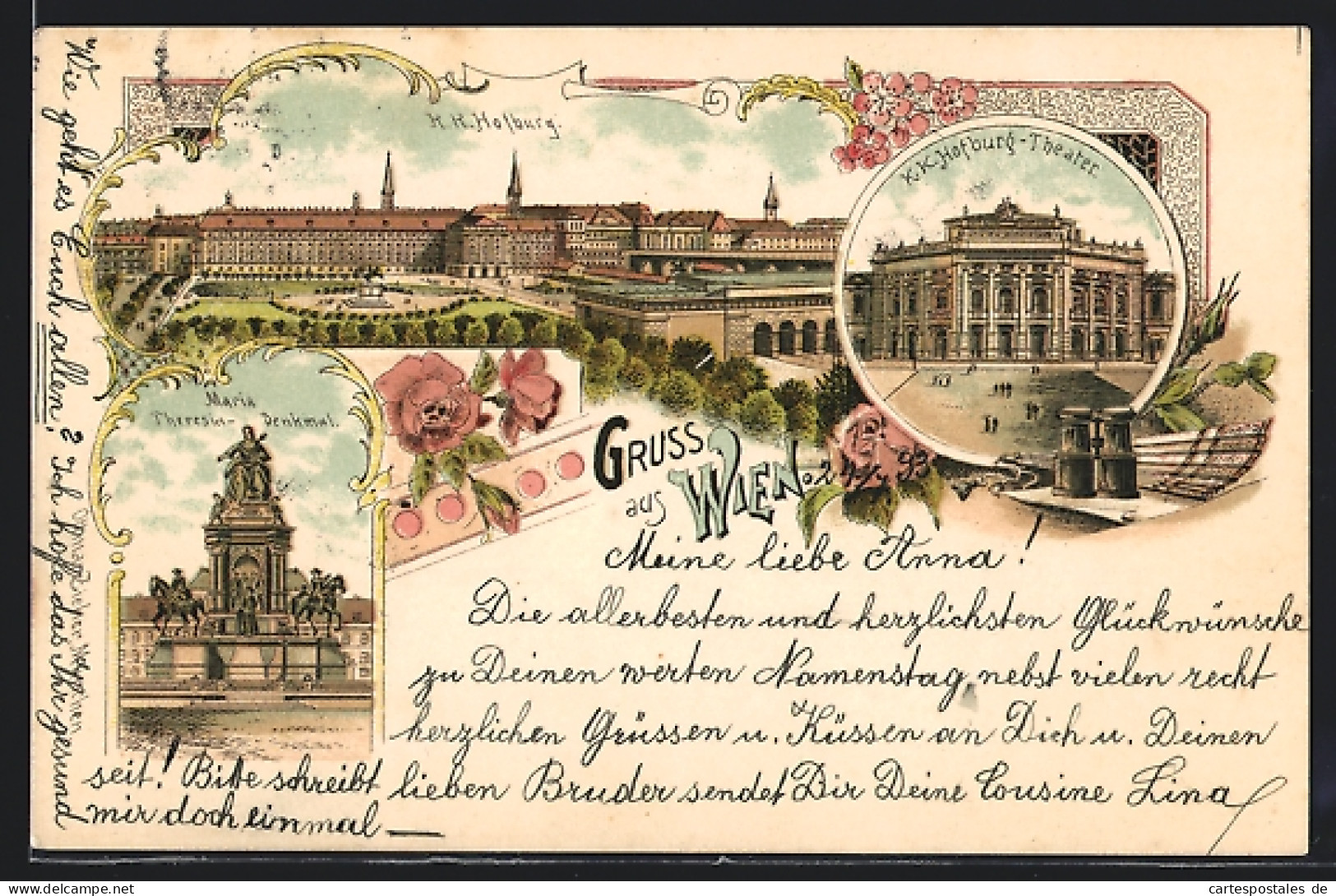 Lithographie Wien, K. K. Hofburg, K. K. Hofburg-Theater, Maria-Theresia-Denkmal  - Otros & Sin Clasificación