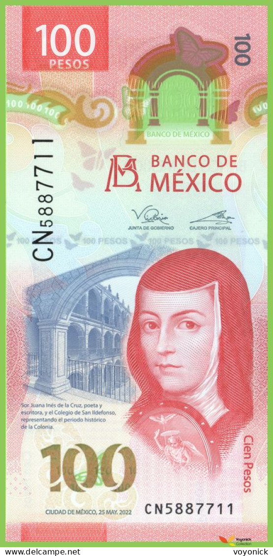 Voyo MEXICO 100 Pesos 2022 P134 B715f CN UNC Polymer - Mexico