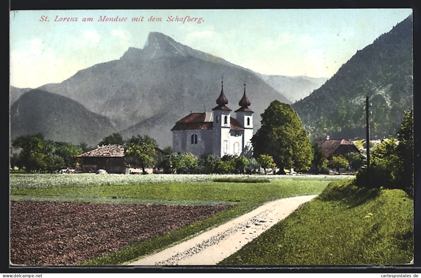 AK St. Lorenz A. Mondsee, Partie Mit Blick Auf Kirche Und Schafberg  - Autres & Non Classés